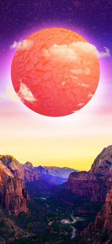 Sun, Valley, Purple sky, Cracked, Daytime, Surreal, Scenery, 5K