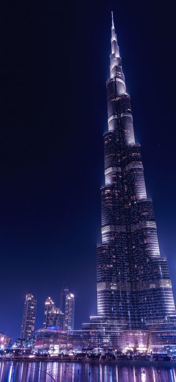 Burj Khalifa, Night time, United Arab Emirates, Dubai, Modern architecture, Cityscape, City lights, Skyscrapers