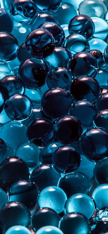 Sphere Balls, Blue background, 3D, Glass, Round, Closeup, Macro, 5K