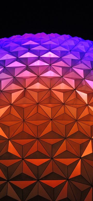 Spaceship Earth, Walt Disney World Resort, Florida, Dome, Purple, Vibrant, Geometrical, Pattern, Symmetrical, Shapes, Exterior, Modern architecture