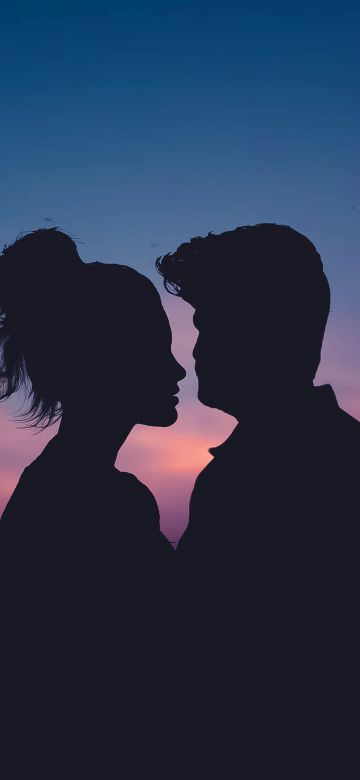 Couple, Dawn, Silhouette, Lovers, Romantic, Evening sky, Dusk, 5K