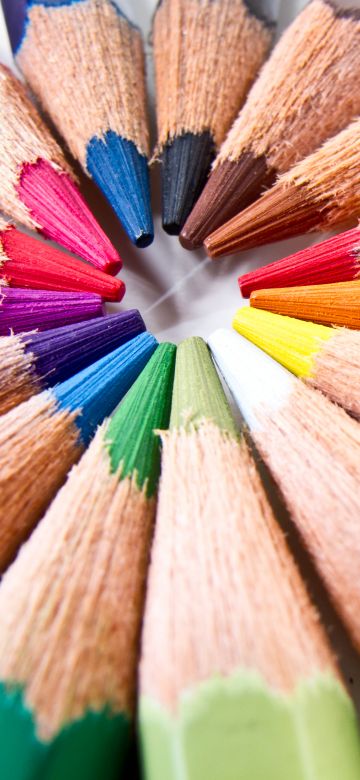 Color pencils, Macro, Closeup, Assorted, Colorful, Pattern, Circular, 5K