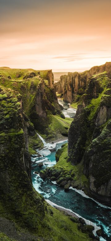 Mountains, Cliffs, River, Daytime, Aerial view, Iceland, 5K