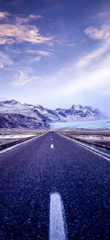 Beautiful, Road, Mountains, Snow covered, Glacier, Landscape, Iceland, Clouds, Calm, 5K