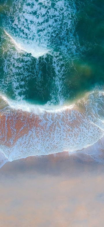 Beach, Coastal, Ocean, Blue Water, Aerial view, Birds eye view, Sand, Seascape, Waves