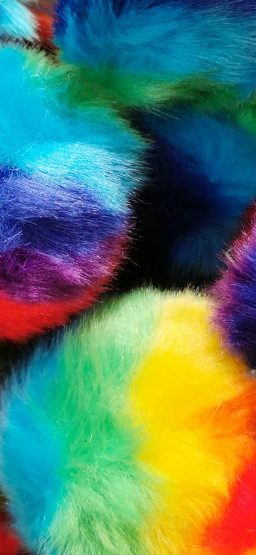 Faux Fur Pom Pom Balls, Multicolor, Colorful, Macro, Closeup, Vibrant, Crafts