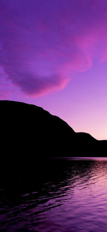 Lake District National Park, United Kingdom, England, Purple sky, Silhouette, Mountain, Body of Water, Reflection, Beautiful, Scenery, Sunset, Landscape, 5K