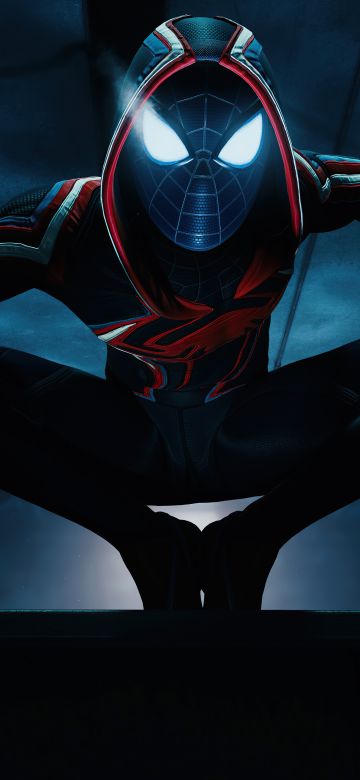 Marvel's Spider-Man: Miles Morales, Photo mode, Dark background, PlayStation 5, 2020 Games, 5K, Spiderman