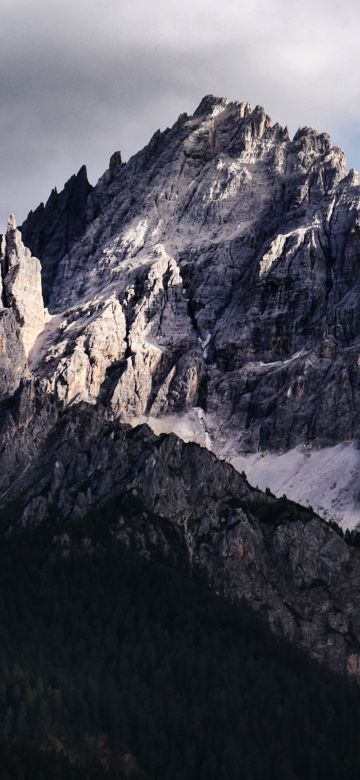 Dolomites, Mountain range, Italy, Snow covered, Glacier, Mountain View, Green Trees, Daytime, Landscape