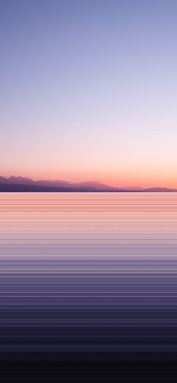 Silhouette, Mountains, Sunset, Body of Water, Long exposure, Pattern, Clear sky