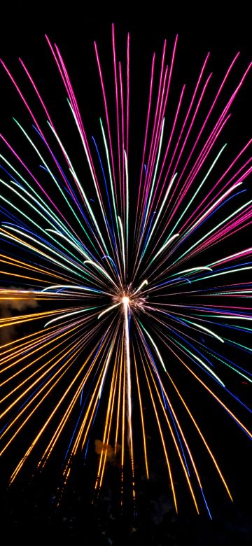 Fireworks, New Year's Eve, Night, Colorful, Dark Sky, New Year celebrations, AMOLED, 5K