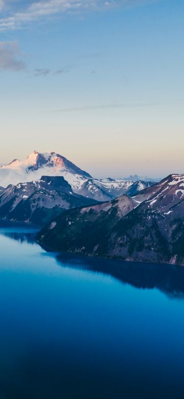 Mountains, Snow covered, Lake, Winter, Daylight, Scenic, Cold, Canada, Aesthetic, 5K