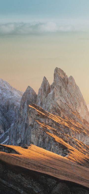 Glacier mountains, 8K, Snow covered, Landscape, Mountain Peaks, Sunset, Scenery, Clouds, 5K