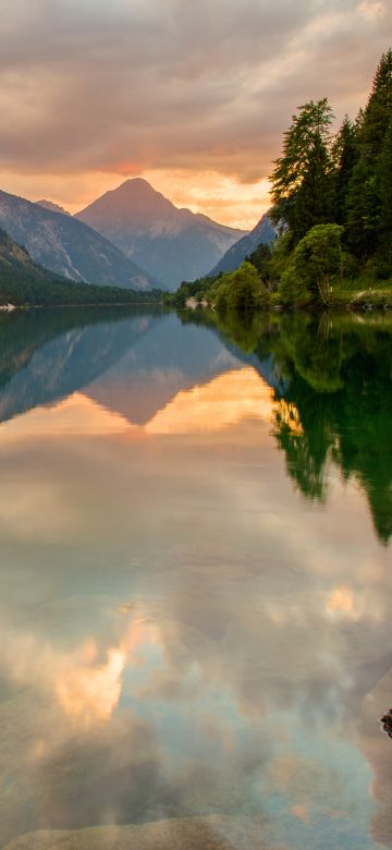 Lake Plansee, Austria, Thaneller Mountain, Landscape, Mirror Lake, Reflection, Green Trees, 5K