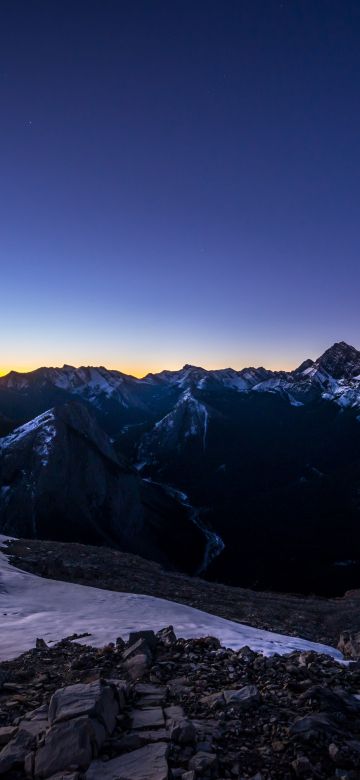 Sulphur Skyline Trail, Hiking trail, Jasper National Park, Canada, Mountain range, Snow covered, Glacier mountains, Clear sky, Sunset, Landscape, Peaks, Summit, 5K