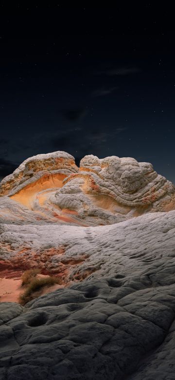 macOS Big Sur, Night sky, Stock, Sedimentary rocks, Evening, Starry sky, Sunset, iOS 14, 5K, Vermilion Cliffs