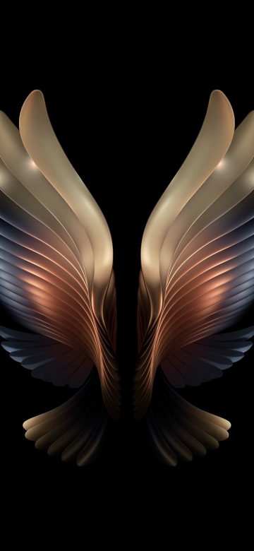 Samsung Galaxy W21, Samsung Galaxy Fold, AMOLED, Angel wings, Black background, Stock