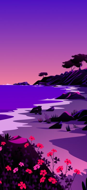 macOS Big Sur, Beach, Landscape, Twilight, Sunset, Scenery, Illustration, iOS 14, Stock, Aesthetic, 5K