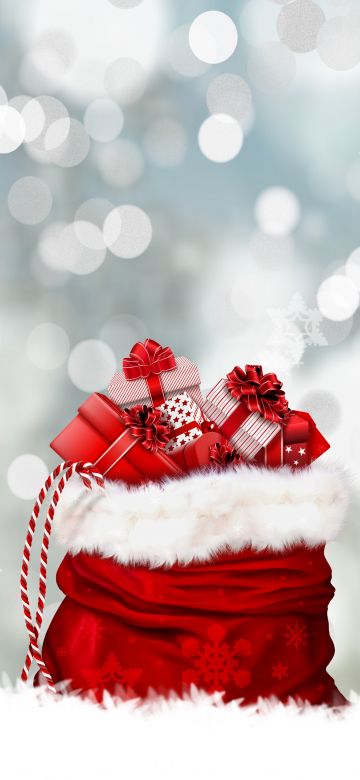 Gifts, Santa's bag, Presents, Bokeh, Lights, Christmas Eve, Xmas background, Navidad, Noel