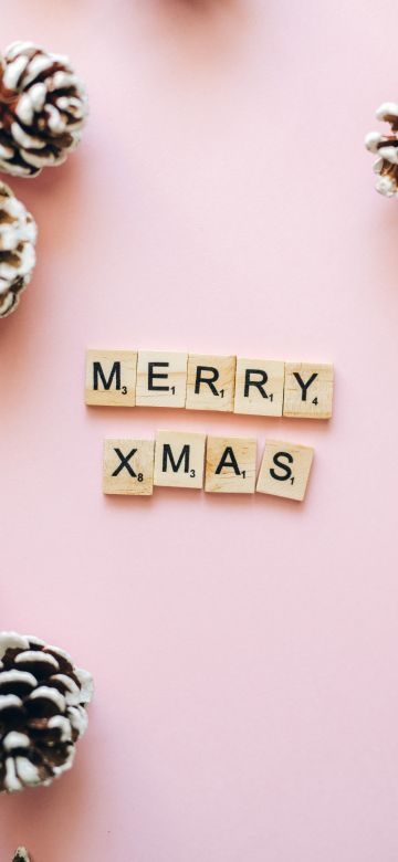 Merry Christmas, Letters, Peach background, Christmas decoration, Pastel background, Navidad, Noel