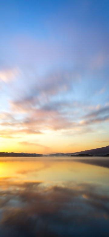 Crystal Springs Reservoir, California, Lake, Landscape, Reflection, Sunrise, Silhouette, Long exposure, 5K