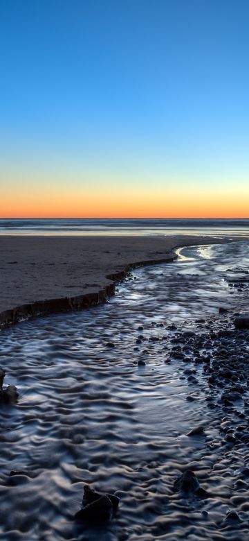 Indian Beach, Oregon, Seascape, Coastal, Sunset, Blue Sky, Horizon, Rocks, 5K