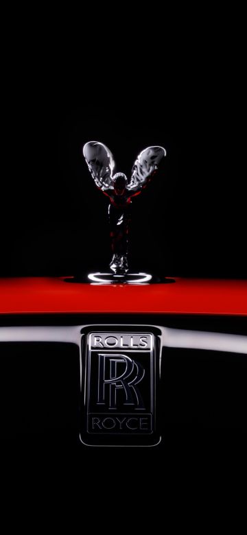 Rolls-Royce Dawn Black Badge, Spirit of Ecstasy, 2021, Black background, AMOLED, 5K, 8K