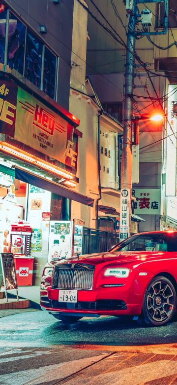 Rolls-Royce Dawn Black Badge, Tokyo, 2021, Cityscape, Night, Streets, Lights, 5K, 8K