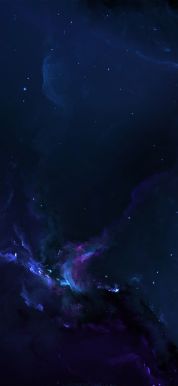 Nebulae, Cosmic, Stars, Dark blue, Dark background, Digital illustration, Astronomy, 5K