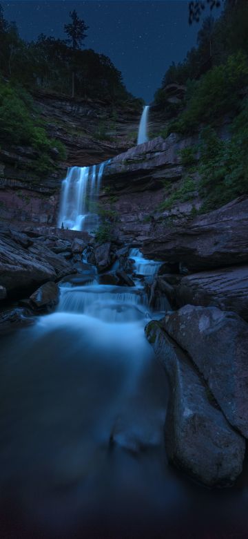 Kaaterskill Falls, Waterfall, Night, New York, USA