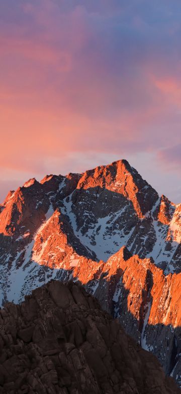 macOS Sierra, Mountain, Peak, Sunset, Evening, Stock, 5K