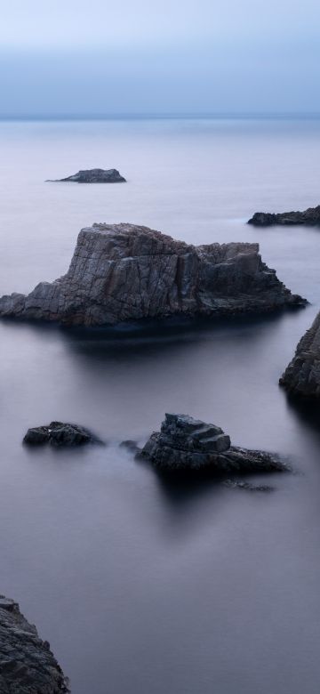 Coastline, Horizon, Cold, Seascape, Rocks, macOS Big Sur, Stock, 5K