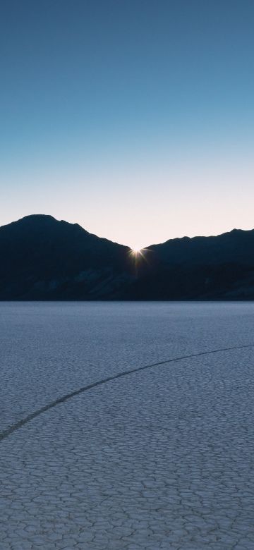 macOS Mojave, Desert, Sunrise, Mountains, Clear sky, Panoramic, Landscape, 5K