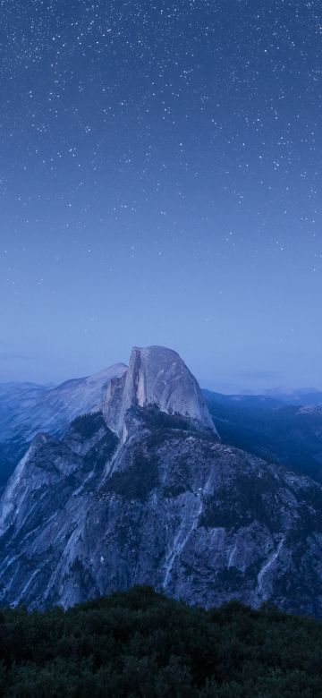 OS X El Capitan, Summit, Night, Starry sky, Mountains, Landscape, California, 5K