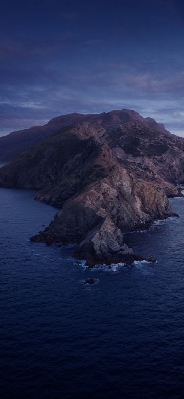 macOS Catalina, Cold, Mountains, Island, Night, Stock, 5K