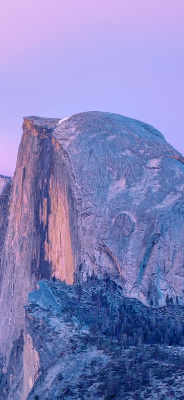 OS X Yosemite, Half Dome, Yosemite National Park, Yosemite Valley, Cliff, Mountains, Sunset, Twilight, Pink sky, California, 5K, Stock