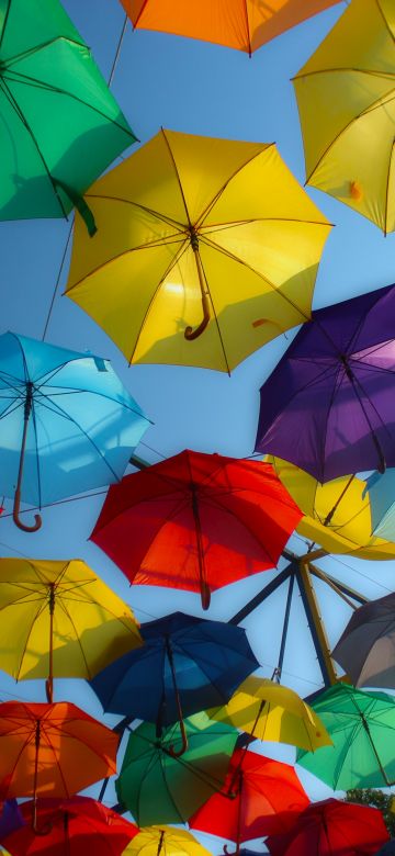 Umbrellas, Colorful, Street decoration, Multicolor, 5K