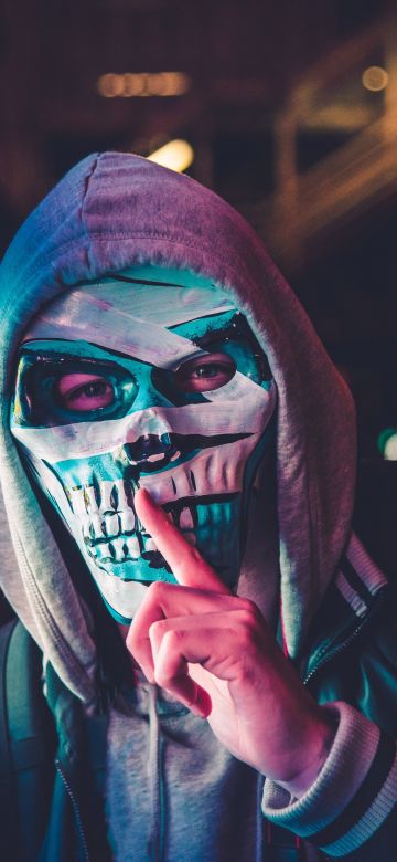 Mask, Hoodie, Person, Scary, LED lighting, 5K