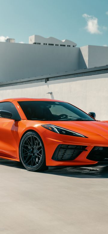 Chevrolet Corvette C8, Orange cars, 5K