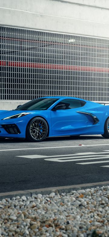 Chevrolet Corvette C8, Blue, Tarmac, 5K