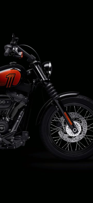 Harley-Davidson Street Bob 114, Black background, 2021, 5K, 8K