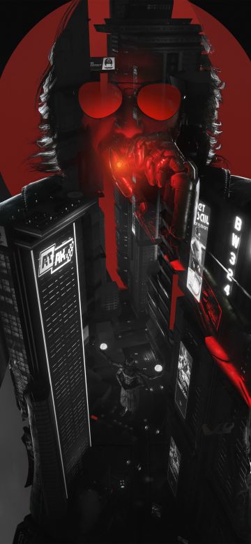 Johnny Silverhand, Game Art, Cyberpunk 2077, Keanu Reeves, Fan Art, 2021 Games, Dark