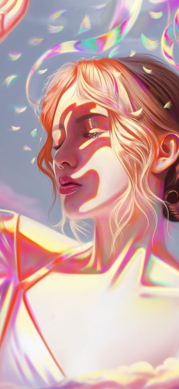 Girl, Portrait, Beautiful, Woman, Girly, Pink, Colorful, Vivid, Illustration, Dream, Paint