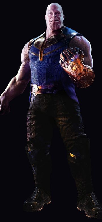 Thanos, Avengers: Infinity War, Infinity Gauntlet, Black background, 5K