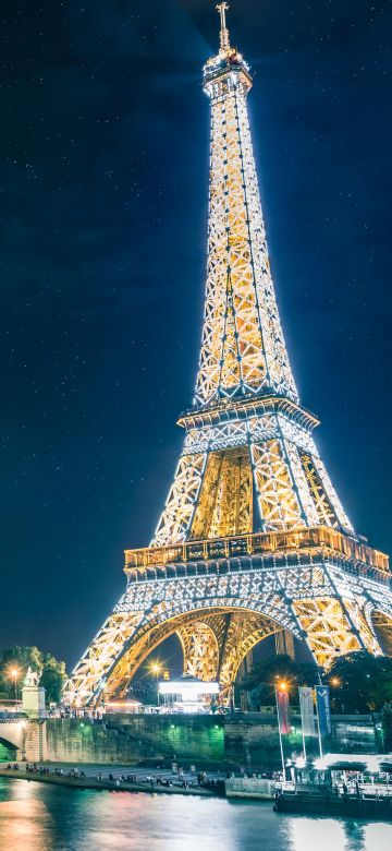 Eiffel Tower, Night time, Glowing lights, Starry sky, Landmark, Famous Place, Tourist attraction, Long exposure, Paris, France, Low Angle Photography