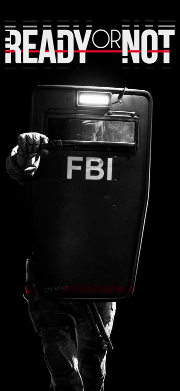 Ready or Not, FBI, Police, Shield, Black background, 5K