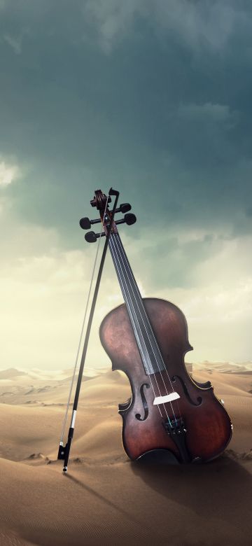 Violin, Musical, Desert, Storm