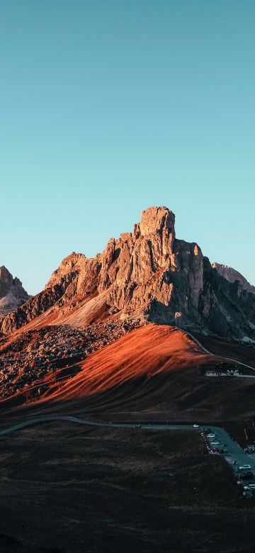 Giau Pass, Mountain pass, Italy, Dolomites, Landscape, Mountain Peak, Blue Sky, 5K