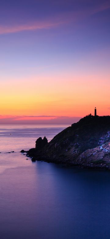 Lighthouse, Sunset, Dusk, Twilight, Seascape, Scenic, Ocean, 5K