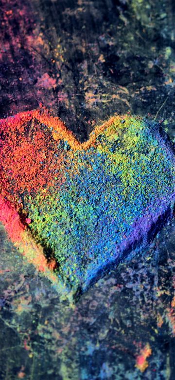 Love heart, Rainbow colors, Colorful, Chalk dust, 5K